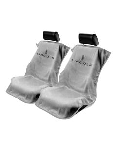 Seat Armour Pair of Grey Towel Seat Covers with Lincoln Logo, Front-Right View