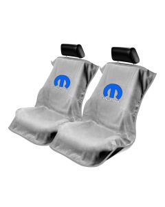 Seat Armour Pair of Grey Towel Seat Covers with Mopar Logo, Front-Right View