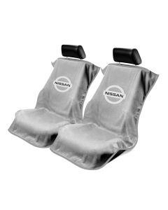 Seat Armour ® - Pair of Grey Towel Seat Covers with Nissan Logo (SA100NISSG)