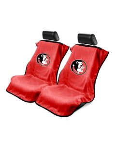 Seat Armour Pair of Red Towel Seat Covers with NCAA FSU Seminoles Logo, Front-Right View