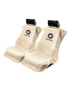 Seat Armour Pair of Tan Towel Seat Covers with Buick Logo, Front-Right View