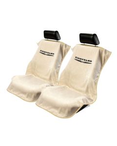 Seat Armour Pair of Tan Towel Seat Covers with Chrysler Logo, Front-Right View