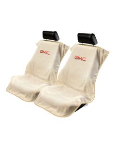Seat Armour Pair of Tan Towel Seat Covers with GMC Logo, Front-Right View