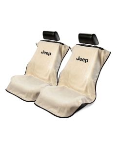 Seat Armour ® - Pair of Tan Towel Seat Covers with Jeep Letters Logo (SA100JEPT)