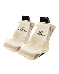 Seat Armour Pair of Tan Towel Seat Covers with Lexus Logo, Front-Right View