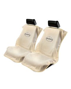 Seat Armour Pair of Tan Towel Seat Covers with Scion Logo, Front-Right View