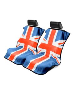 Seat Armour Pair of Towel Seat Covers with RWB British Flag, Front-Right View