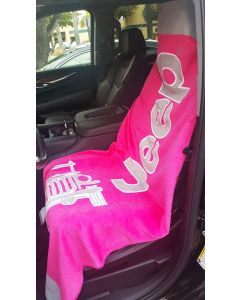 Seat Armour Pink Towel 2 GO Seat Cover with Jeep Wrangler Logo T2G100PINK, In situation Image