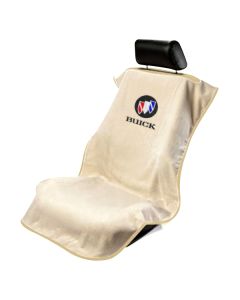 Seat Armour Tan Towel Seat Cover with Buick Logo, Front-Right View