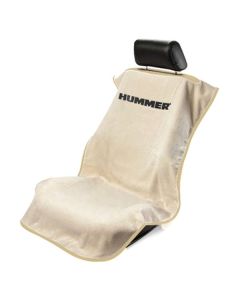 Seat Armour Tan Towel Seat Cover with Hummer Logo - Front-Right View