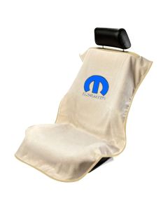 Seat Armour Tan Towel Seat Cover with Mopar Logo - Front-Right View