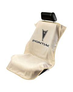 Seat Armour Tan Towel Seat Cover with Pontiac Logo - Front-Right View