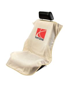 Seat Armour Tan Towel Seat Cover with Saturn Logo - Front-Right View