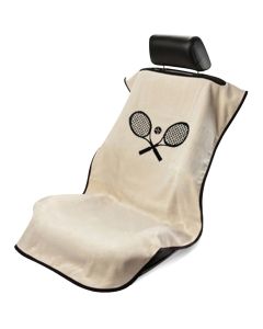 Seat Armour Tan Towel Seat Cover with Tennis Logo - Front-Right View