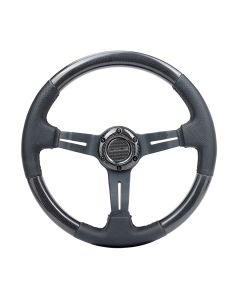 NRG® - 350mm 1.5" Deep Dish Carbon Fiber Steering Wheel W/ Leather Accent Black Stitching (ST-010CFBS)