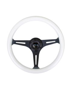NRG® - Glow-in-the-Dark Blue Color 350mm Classic Wood Grain Wheel With 3 Black Spokes