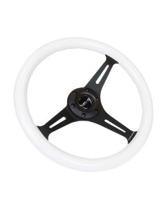 NRG® - Glow-in-the-Dark Purple Color 350mm Classic Wood Grain Wheel With 3 Black Spokes
