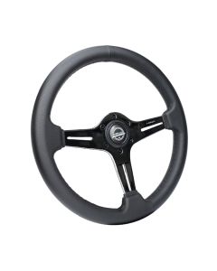 NRG® - Blitz Perforated Black Leather Light Weight Composits Gaming Steering Wheel With 3 Chrome Spoke and Slits. No Dish