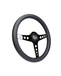 NRG® - Driftz Perforated Black Leather Light Weight Gaming Composits Steering Wheel With 3 Black Chrome Spoke and Holes