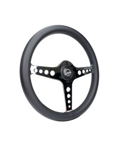 NRG® - Driftz Perforated Black Leather Light Weight Gaming Composits Steering Wheel With 3 Chrome Spoke and Holes