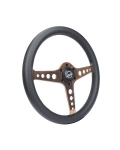 NRG® - Driftz Perforated Black Leather Light Weight Gaming Composits Steering Wheel With 3 Rose Gold Spoke and Holes