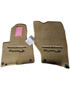 Lloyd Mats ® - Ultimat Almond Front Floor Mats For Porsche Cayenne S with Black Porsche Cayenne S Applique