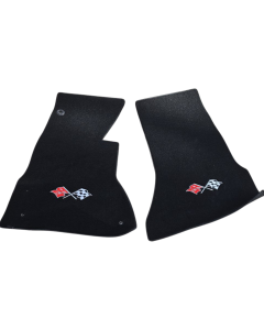 Lloyd Mats ® - Velourtex Black Front Floor Mats For Corvette C1 with Chevrolet Cross Flags Applique