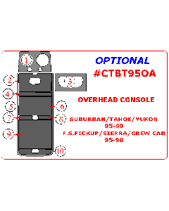 Wow Trim ® - 10 Pcs Optional Overhead Console Kit (CTBT95OA), Diagram