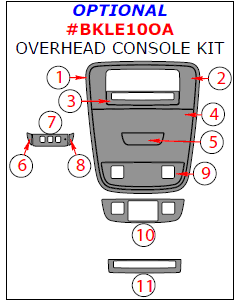 Wow Trim ® - 11 Pcs Match OEM Optional Overhead Console Kit (BKLE10OA), Diagram