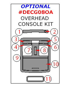 Wow Trim ® - 11 Pcs Optional Overhead Console Kit (DECG08OA)
