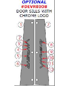 Wow Trim ® - 12 Pcs Optional Door Sills With Chrome Logo Kit (DEVR03OB)