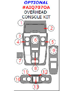 Wow Trim ® - 13 Pcs Optional Overhead Console Kit (AIQ707OA), Diagram