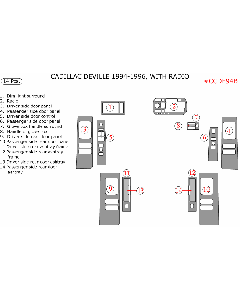 Wow Trim ® - 14 Pcs Match OEM Main Dash Kit (CCDE94B), Diagram