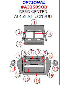 Wow Trim ® - 16 Pcs Optional Rear Center Air Vent Console (AIQ509OB), Diagram