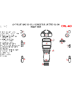 Wow Trim ® - 17 Pcs Match OEM Full Dash Kit (CRL-4D), Diagram