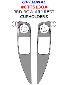 Wow Trim ® - 4 Pcs Optional 3rd Row Armrest Cupholders Kit (CTTS13OA), Diagram