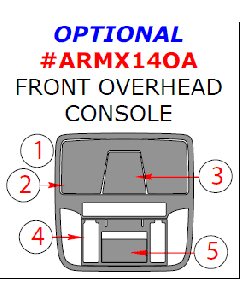 Wow Trim ® - 5 Pcs Match OEM Optional Front Overhead Console (ARMX14OA), Diagram