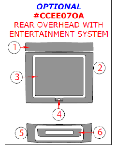 Wow Trim ® - 6 Pcs Match OEM Optional Rear Overhead Kit With Entertainment System (CCEE07OA), Diagram
