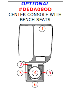 Wow Trim ® - 6 Pcs Optional Center Console Kit (DEDA08OD), Diagram