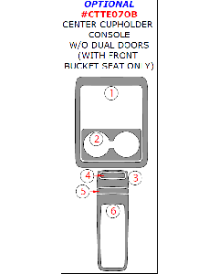 Wow Trim ® - 6 Pcs Optional Center Cupholder Console Kit (CTTE07OB), Diagram
