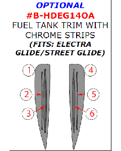 Wow Trim ® - 6 Pcs Optional Fuel Tank Trim With Chrome Strips (B-HDEG14OA)