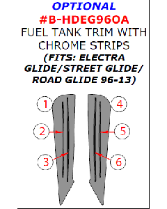 Wow Trim ® - 6 Pcs Optional Fuel Tank Trim With Chrome Strips (B-HDEG96OA)