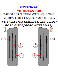 Wow Trim ® - 8 Pcs Optional Saddlebag Trim With Chrome Strips For Plastic Saddlebag (B-HDEG96OB)